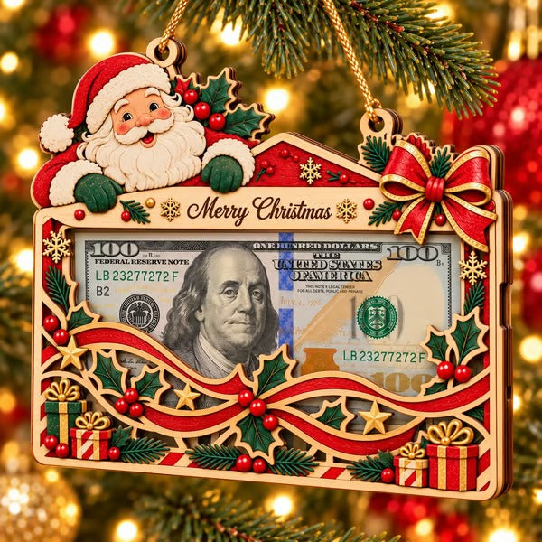 🎄Christmas Cash Gift Ornament – Layered Wooden Money Holder & Hanging Tree Decoration💵