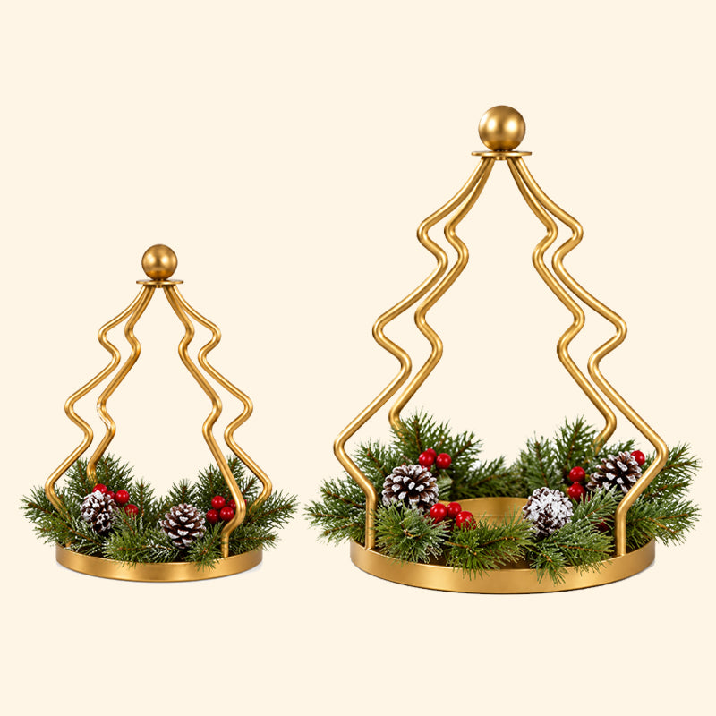 Vintage Golden Christmas Tree Candle Holder – Cozy Holiday Decor