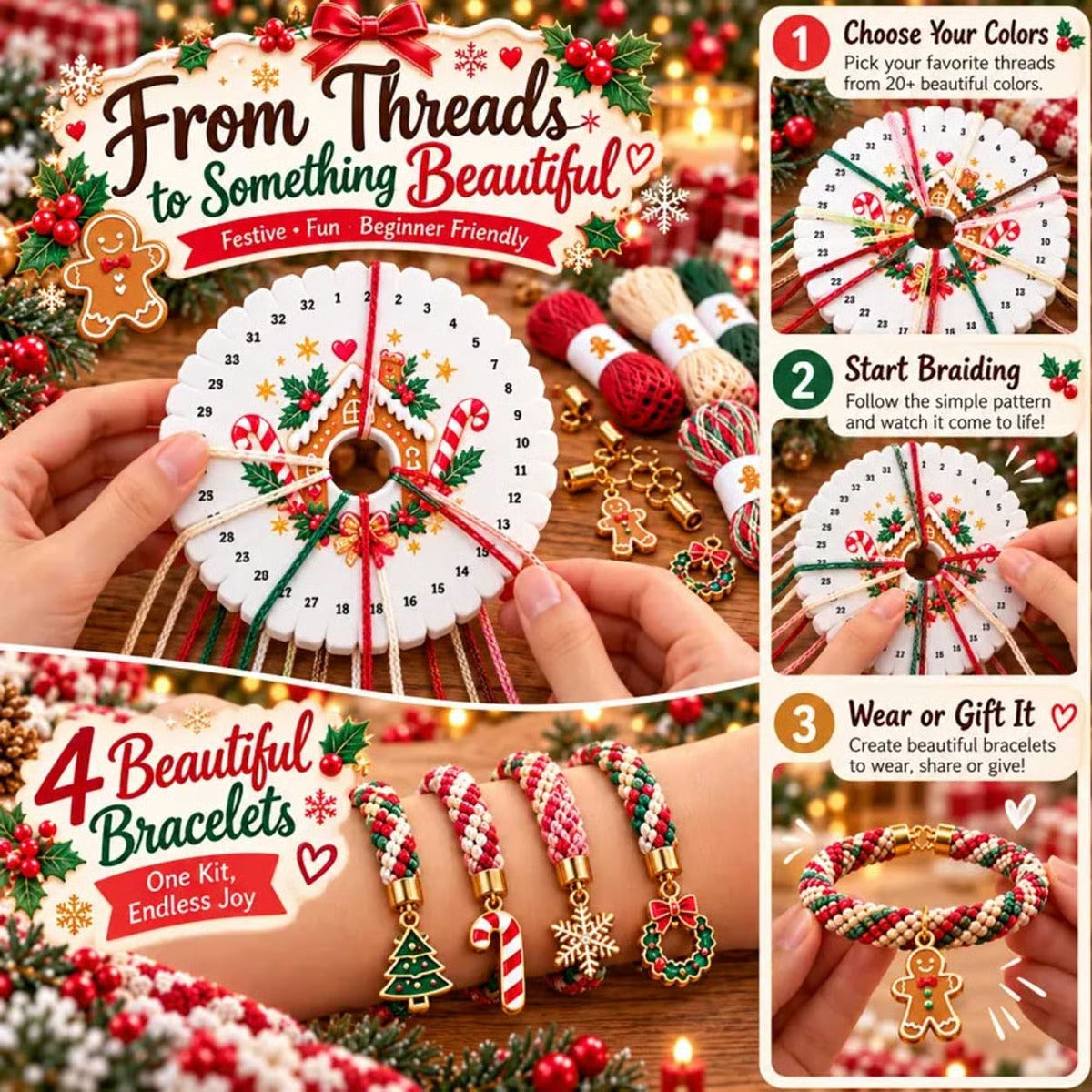 Christmas Kumihimo Bracelet Kit