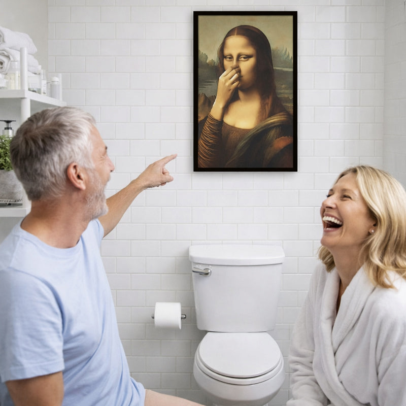 🎨😂 De "Stinky Mona" badkamer-lachkunst – klassiek ontmoet komedie!