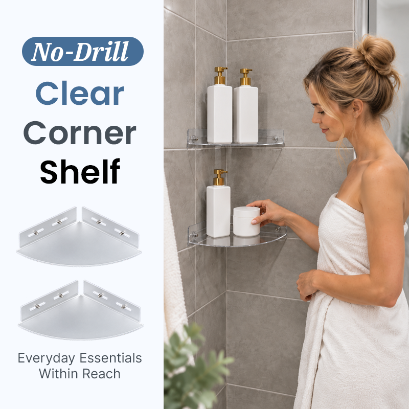 Clear Corner Storage Shelf – Easy No-Drill Installation