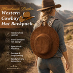 Handmade Leather Western Cowboy Hat Backpack