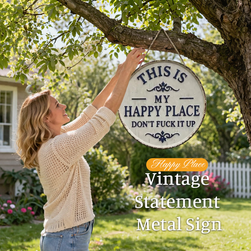 Happy Place Attityd Vintage Metallskylt