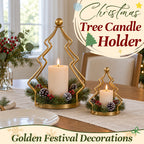 Vintage Golden Christmas Tree Candle Holder – Cozy Holiday Decor