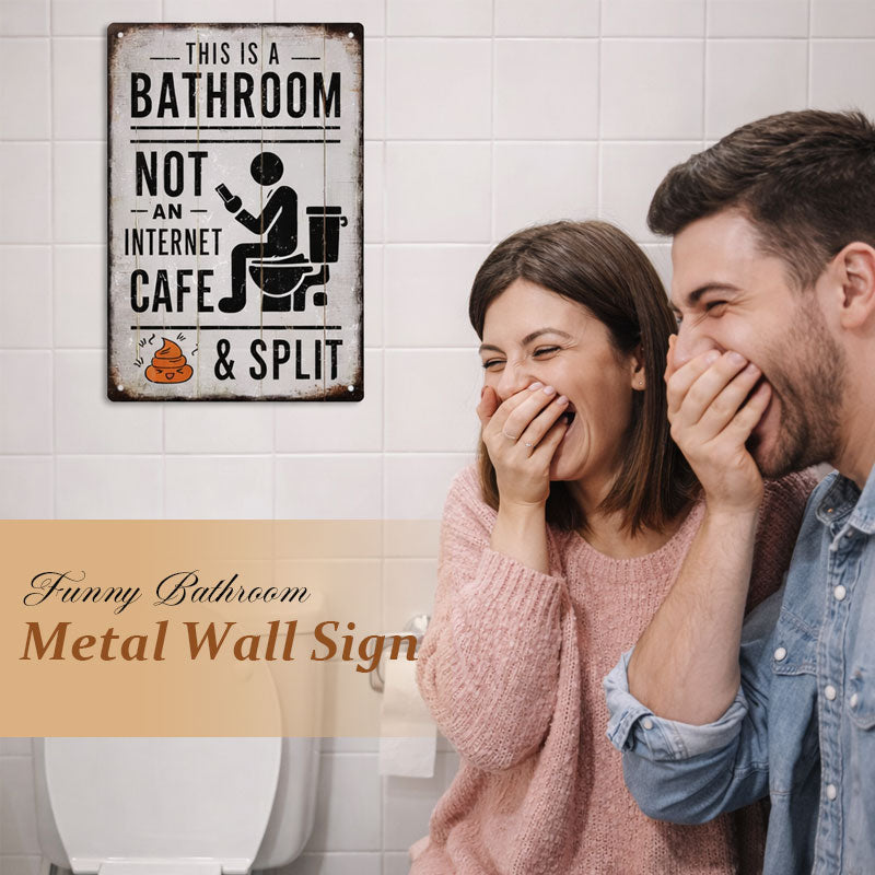🚽😂 Vintage badkamerhumorbordje met split- en scrollmotief