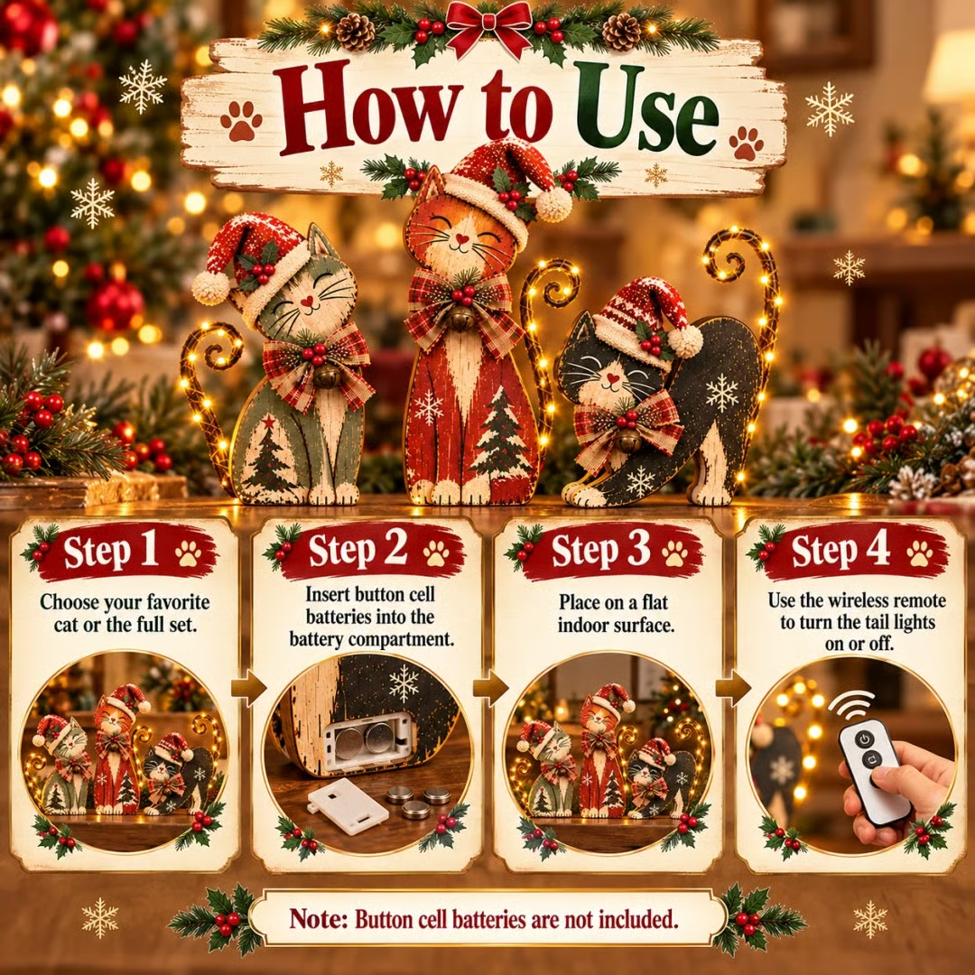 🔥Limited Time Buy 2 Get 20% OFF🔥 - 🎄🐱Vintage Lighted Christmas Cat Trio