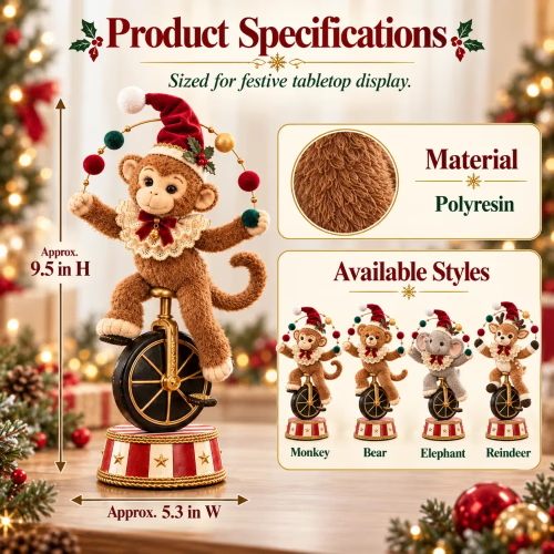 🎄 Vintage Christmas Circus Animal Figurines – Whimsical Festive Tabletop Decorations