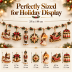 🎄 7-Piece Vintage Christmas Garland | Removable 3D Ornaments