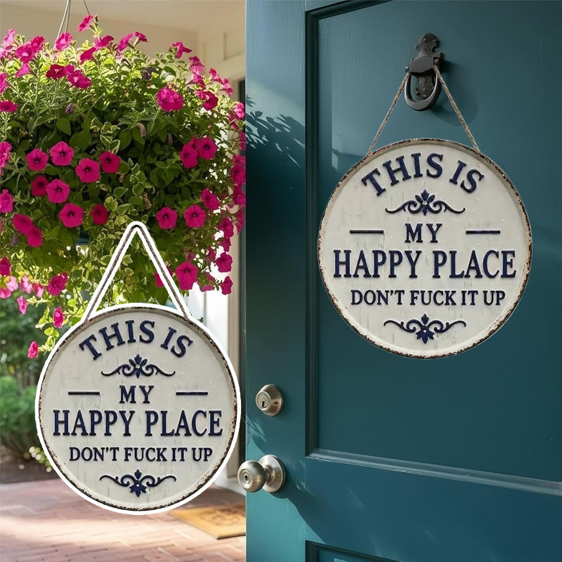 Happy Place Attityd Vintage Metallskylt