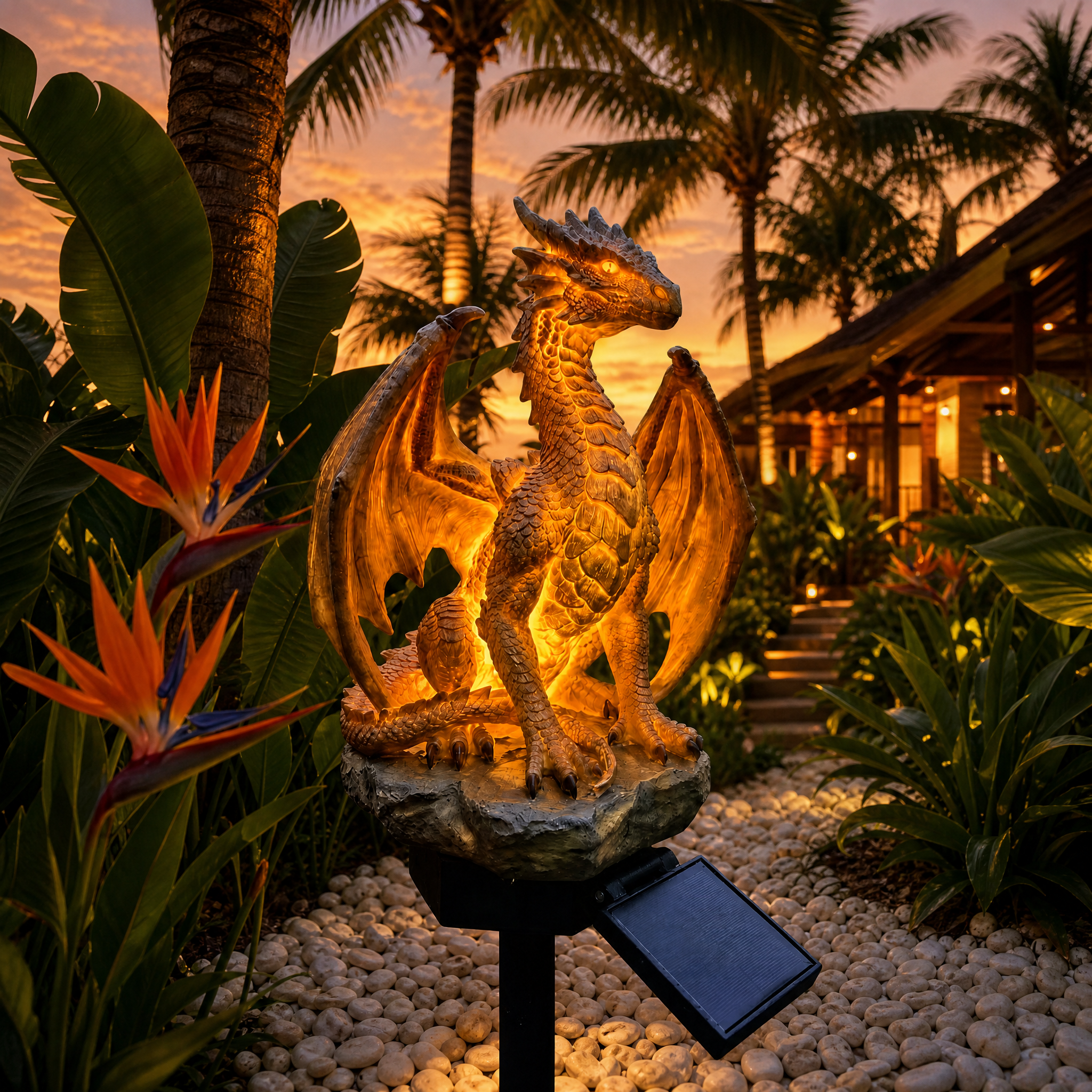 Dragon Legacy Golden Ember Edition solcellslampa för trädgården