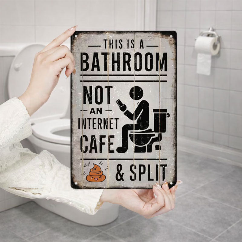 🚽😂 Vintage badkamerhumorbordje met split- en scrollmotief