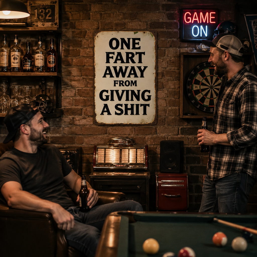Cheeky Humour Metal Wall Sign – Funny Vintage Garage & Home Bar Decor