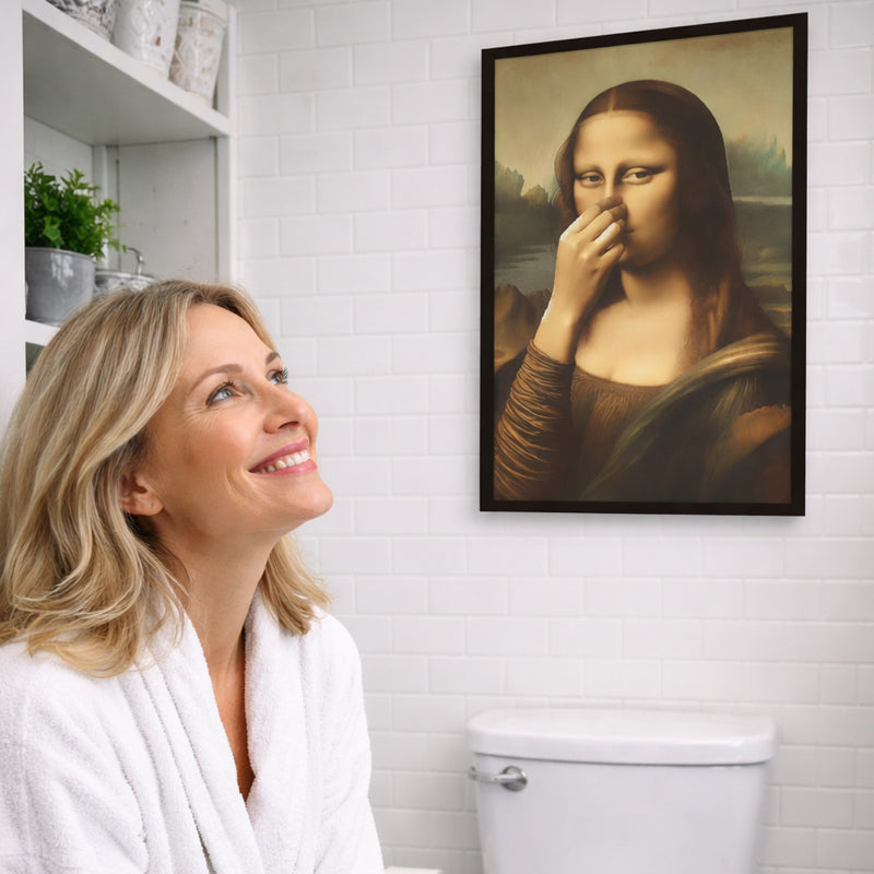 🎨😂 De "Stinky Mona" badkamer-lachkunst – klassiek ontmoet komedie!