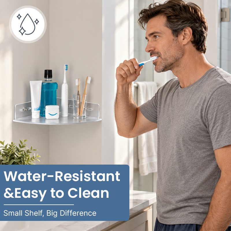 Clear Corner Storage Shelf – Easy No-Drill Installation