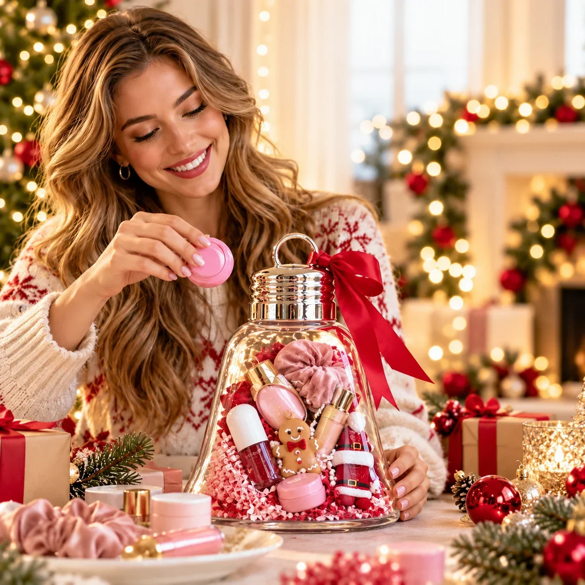 🎄🎁DIY Christmas Gift Jar with Decorative Ribbon – Personalized Holiday Gift Display
