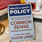 😂🤘Sarkastisk "Common Sense Policy" Vintage metallskylt