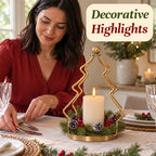 Vintage Golden Christmas Tree Candle Holder – Cozy Holiday Decor