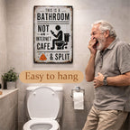 🚽😂 Vintage badkamerhumorbordje met split- en scrollmotief
