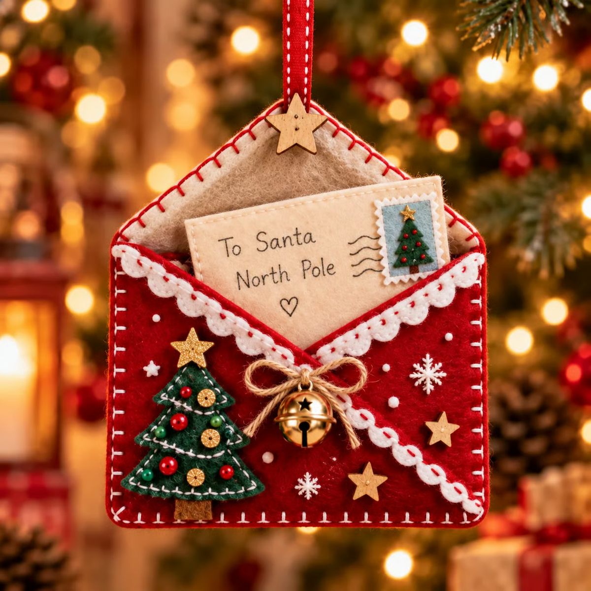 🎄💌Letters to Santa Christmas Envelope Ornaments – Festive Holiday Wish List Decorations