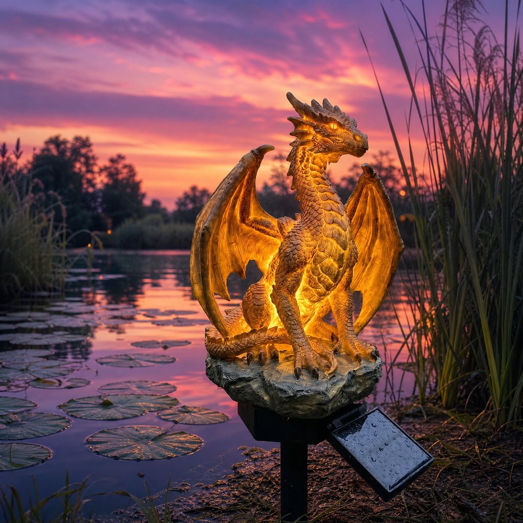 Dragon Legacy Golden Ember Edition solcellslampa för trädgården