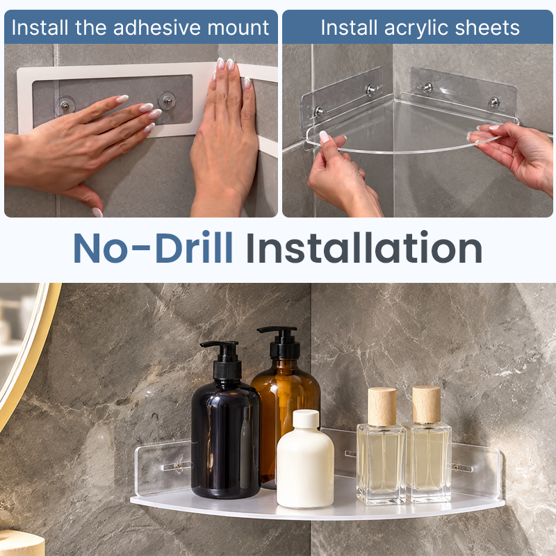 Clear Corner Storage Shelf – Easy No-Drill Installation