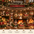 🎄 7-Piece Vintage Christmas Garland | Removable 3D Ornaments