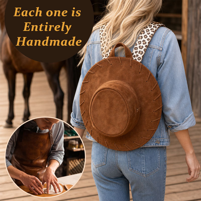 Handmade Leather Western Cowboy Hat Backpack