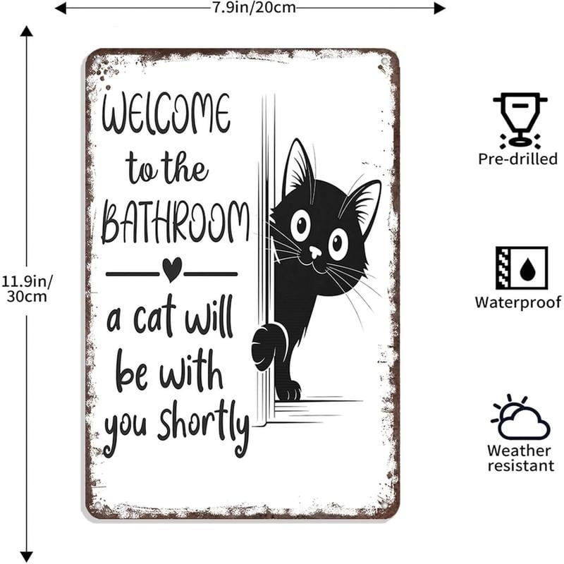 🔥 Laatste dag 49% korting – Peekaboo Kitty Bathroom Humor Wall Sign