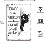 🔥 Laatste dag 49% korting – Peekaboo Kitty Bathroom Humor Wall Sign