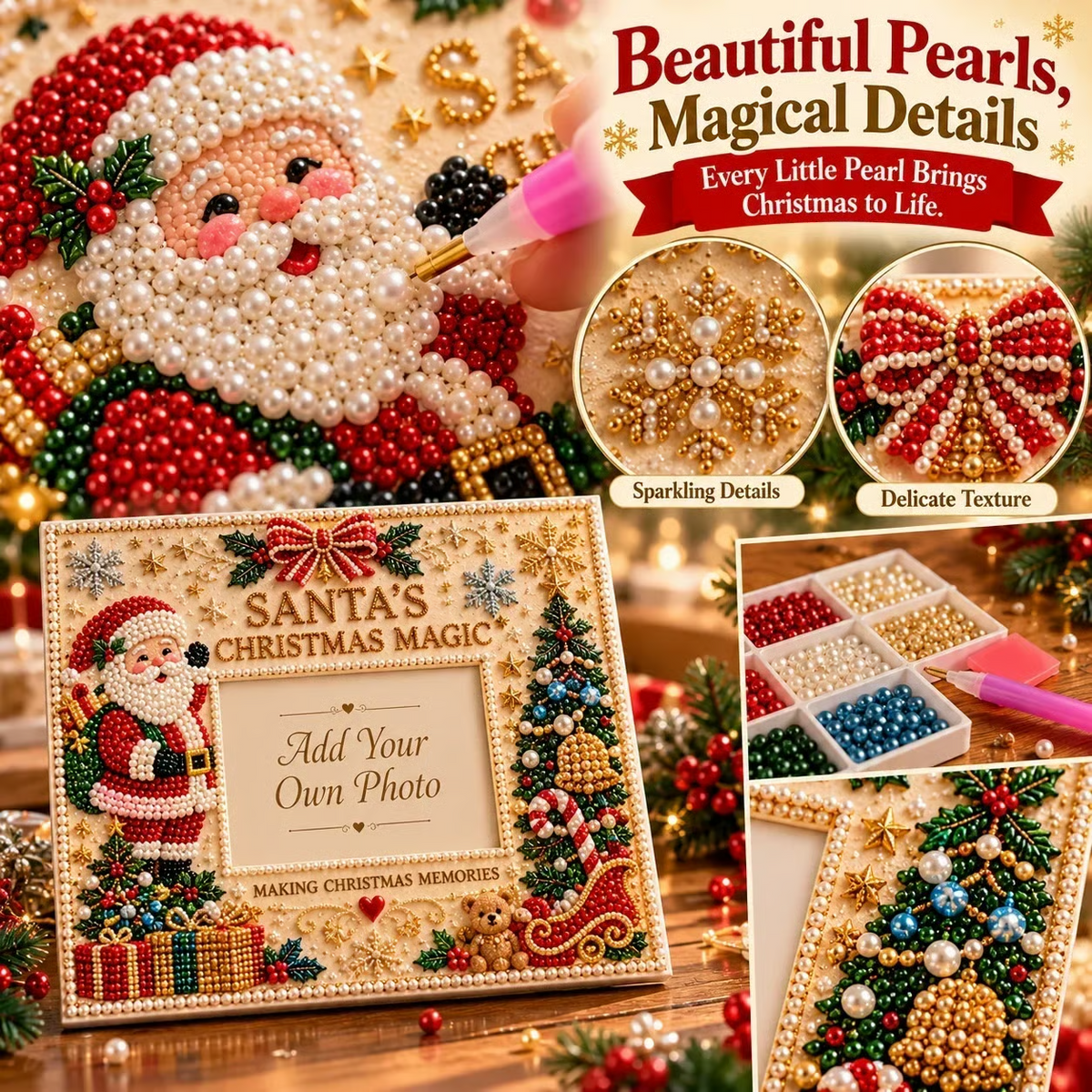 🎄❤️ DIY Christmas Pearl Art Photo Frame – Create Memories Together