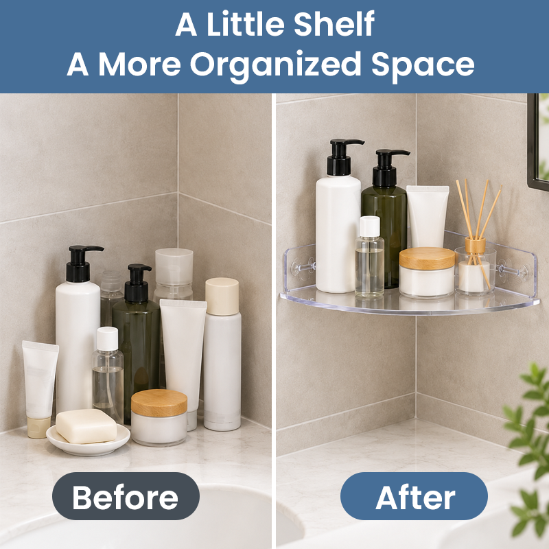 Clear Corner Storage Shelf – Easy No-Drill Installation