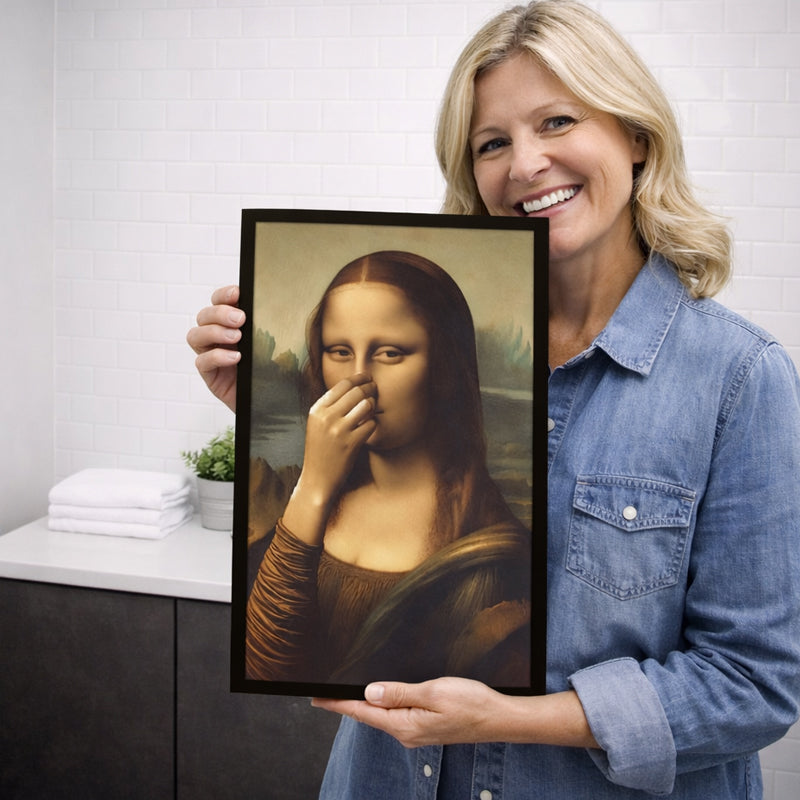🎨😂 De "Stinky Mona" badkamer-lachkunst – klassiek ontmoet komedie!