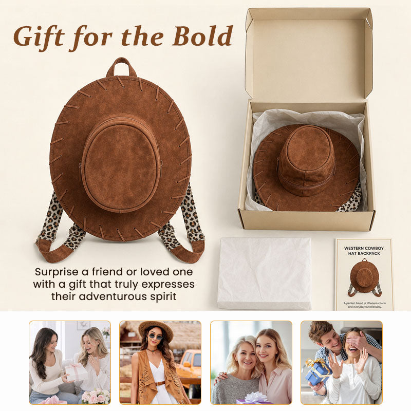 Handmade Leather Western Cowboy Hat Backpack