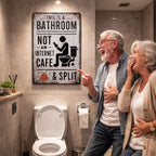 🚽😂 Vintage badkamerhumorbordje met split- en scrollmotief