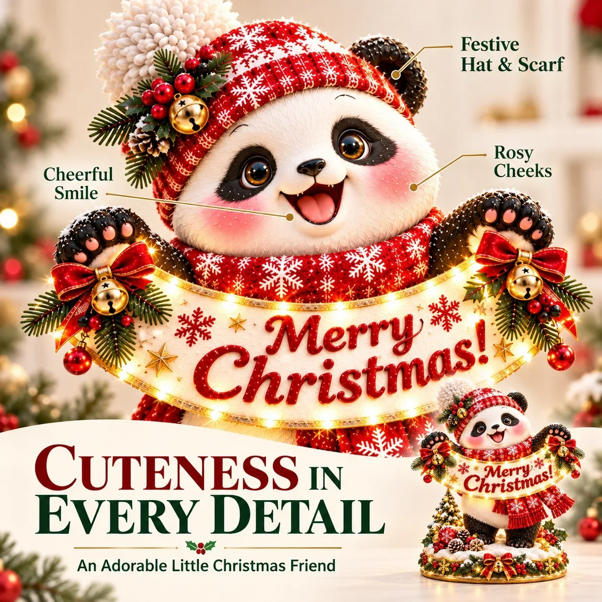 🐼Panda Christmas Greeting Figurine