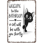 🔥 Laatste dag 49% korting – Peekaboo Kitty Bathroom Humor Wall Sign