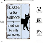🔥 Laatste dag 49% korting – Peekaboo Kitty Bathroom Humor Wall Sign