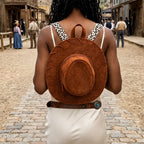Handmade Leather Western Cowboy Hat Backpack