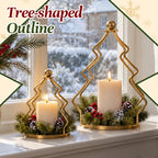 Vintage Golden Christmas Tree Candle Holder – Cozy Holiday Decor