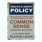 😂🤘Sarkastisk "Common Sense Policy" Vintage metallskylt