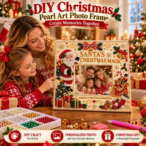 🎄❤️ DIY Christmas Pearl Art Photo Frame – Create Memories Together