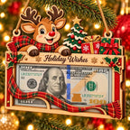 🎄Christmas Cash Gift Ornament – Layered Wooden Money Holder & Hanging Tree Decoration💵