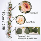 🌹Konstgjorda Blommor Girlang Vår Eukalyptus Girlang Vintage Konstgjord Blomma Pion Ros Vinranka Grönt 🦋