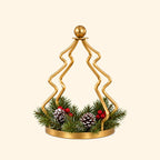 Vintage Golden Christmas Tree Candle Holder – Cozy Holiday Decor