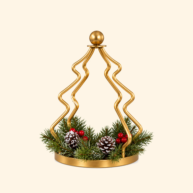 Vintage Golden Christmas Tree Candle Holder – Cozy Holiday Decor
