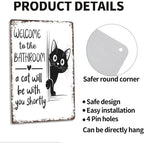 🔥 Laatste dag 49% korting – Peekaboo Kitty Bathroom Humor Wall Sign