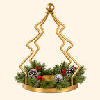 Vintage Golden Christmas Tree Candle Holder – Cozy Holiday Decor