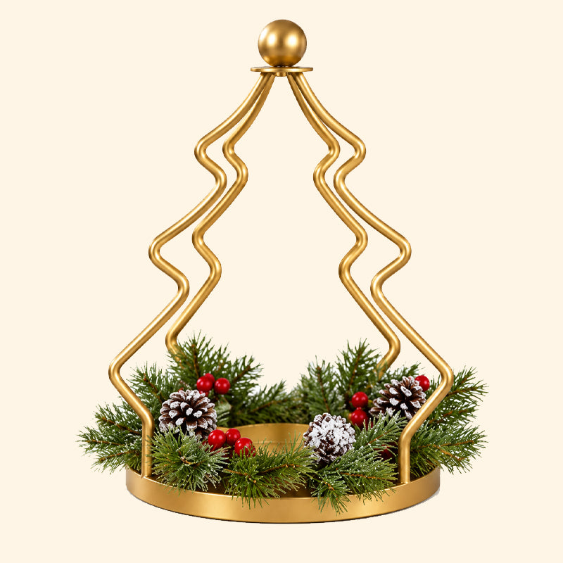Vintage Golden Christmas Tree Candle Holder – Cozy Holiday Decor