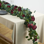 🌹Konstgjorda Blommor Girlang Vår Eukalyptus Girlang Vintage Konstgjord Blomma Pion Ros Vinranka Grönt 🦋