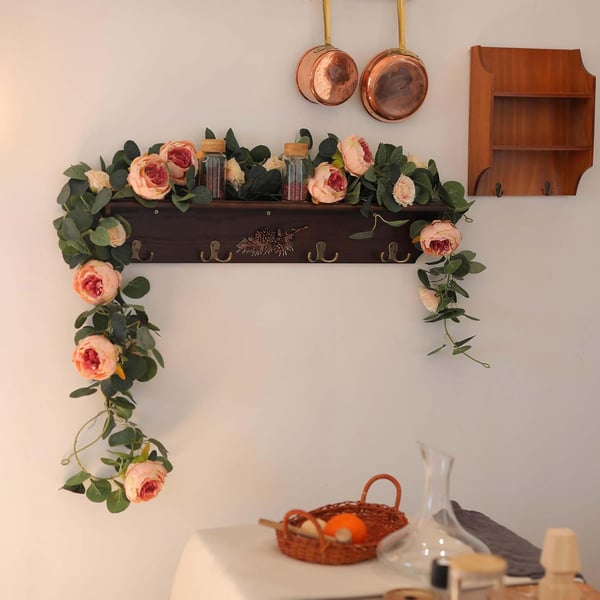 🌹Konstgjorda Blommor Girlang Vår Eukalyptus Girlang Vintage Konstgjord Blomma Pion Ros Vinranka Grönt 🦋